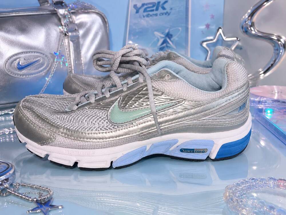 Nike Air Tri-D Metallic Silver Pale Blue Running Shoes 318659-041